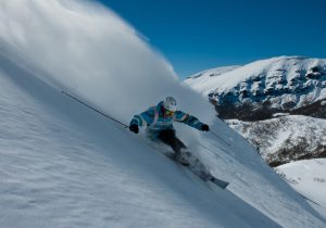 Off-piste skiing in Chapelco, San Martin de los Andes, Argentina.